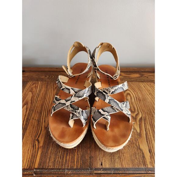 Lucky Brand Jakina Black/White Women's Wedges Gladitor  Leather Straps sz 7M - Picture 2 of 6